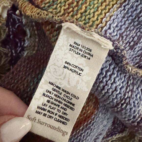 SOFT SURROUNDINGS Albi Crochet Open Knit Rainbow Cardigan Sweater Large L - Picture 9 of 9